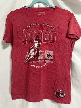 Pro Rodeo Gear Red NFR Barrel Racing Graphic Crewneck Tee - Women